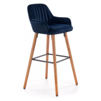 Barová židle BICKLE – masiv, kov, látka, tmavě modrá