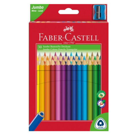 Pastelky Faber-Castell Jumbo trojhranné, 30 barev + ořezávátko