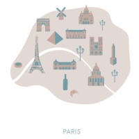 Mapa Paris Map, Studio Collection, (26.7 x 40 cm)
