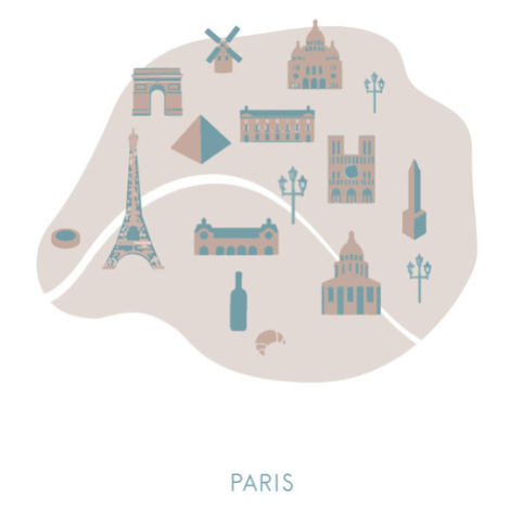 Mapa Paris Map, Studio Collection, 26.7x40 cm