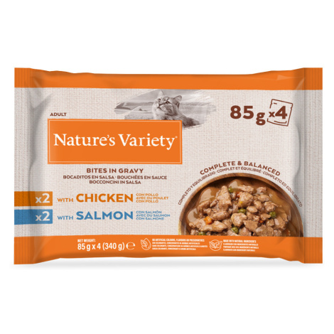 Nature´s variety kapsičky, 32+12 / 64+24 / 16+8 - kuřecí a losos Bites v omáčce 88 x 85 g Nature’s Variety