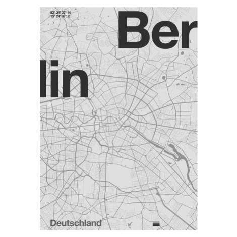 Obrazová reprodukce Berlin Minimal Map, Bodart, Florent, 30 × 40 cm