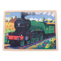 Bigjigs Toys Dřevěné puzzle historický vlak Flying Scotsman 35 dílků