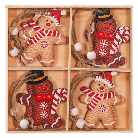 Sada vánočních dřevěných ozdob GINGERBREAD, 12 ks