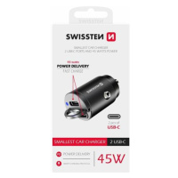 Swissten cl adaptér power delivery 2x usb-c 45w nano černý Černá