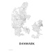Mapa Danmark black & white, (30 x 40 cm)
