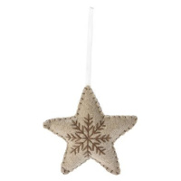 H&L Závěsná vánoční dekorace Hvězda, 10 cm, světlehnědá
