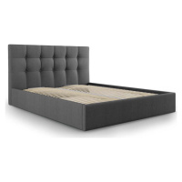 Tmavě šedá čalouněná dvoulůžková postel s úložným prostorem s roštem 160x200 cm Nerin – Mazzini 