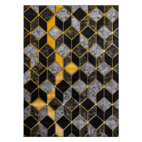 Dywany Łuszczów Kusový koberec Gloss 400B 86 3D geometric black/gold - 180x270 cm