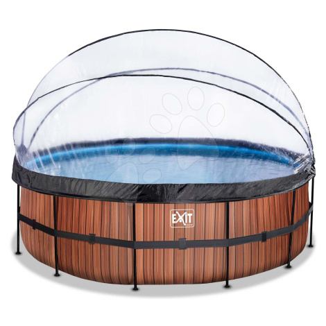 Bazén s krytem a pískovou filtrací Wood pool Exit Toys kruhový ocelová konstrukce 450*122 cm hně
