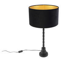 Stolní lampa ve stylu art deco se sametovým odstínem černá 35 cm - Pisos