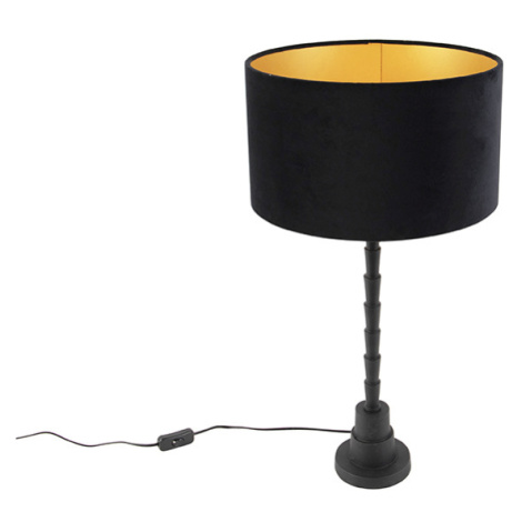 Stolní lampa ve stylu art deco se sametovým odstínem černá 35 cm - Pisos QAZQA