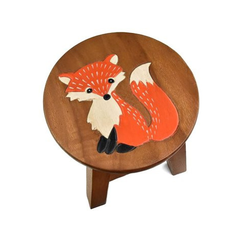 Oriental stolička dřevěná, dekor liška