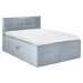 Bledě modrá sametová dvoulůžková postel Mazzini Beds Mimicry, 180 x 200 cm