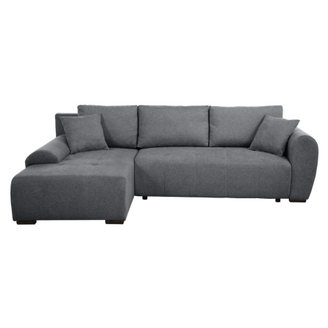 Beautysofa ROHOVÁ ROZKLÁDACÍ POHOVKA Dallas s úložným prostorem, 255 cm, tmavě šedá, levá, velur