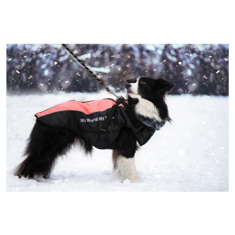 Vsepropejska Mansi zimní bunda pro psa s postrojem Barva: Oranžová, Délka zad (cm): 83, Obvod hr