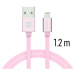 Datový kabel Swissten Textile USB Lightning 1,2 M, pink gold