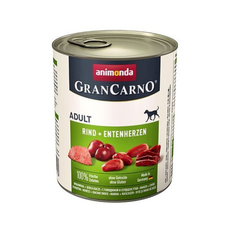 Grancarno konzerva pro psy Adult hovězí, kachní srdce 800 g Animonda