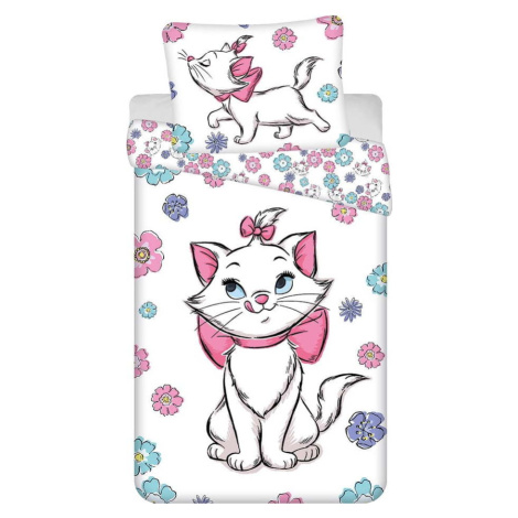 Bílé bavlněné dětské povlečení na jednolůžko 140x200 cm Marie Cat "Floral" – Jerry Fabrics