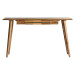 Estila Art-deco psací stolek Plissé Nature z dřevěného masivu v hnědé naturální barvě s mramorov