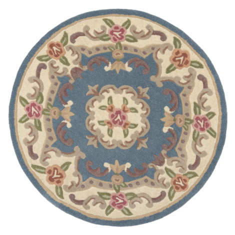 Modrý vlněný koberec Flair Rugs Aubusson, ⌀ 120 cm