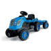 Dětský šlapací traktor XL modrý s vlečkou