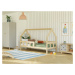 Benlemi Dětská postel domeček FENCE 2v1 ze dřeva se zábranou Zvolte barvu: Tmavě šedá, Zvolte ro