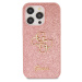 Guess PU Fixed Glitter 4G Metal Logo kryt iPhone 15 Pro růžový