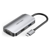 Vention 4-in-1 USB-C to HDMI / VGA / USB 3.0 / PD Docking Station 0.15M Gray Aluminum