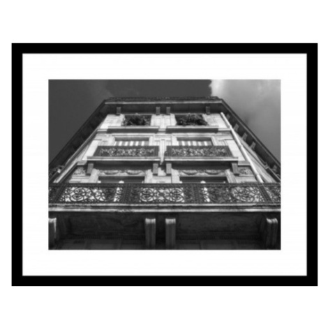 Rámovaný obraz Budova 50x40 cm, černobílý Asko