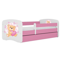 Dětská postel Babydreams+M růžová 80x180 Medvídek s motýlky