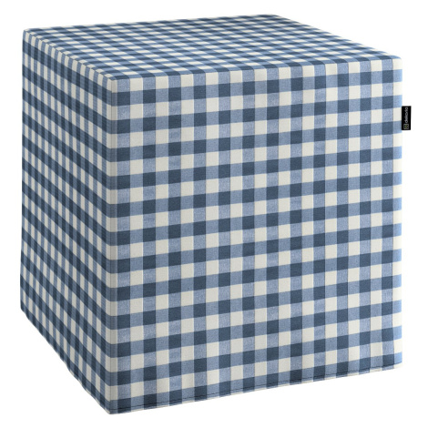 Dekoria Sedák Cube - kostka pevná 40x40x40, tmavě modrá - bílá střední kostka, 40 x 40 x 40 cm, 