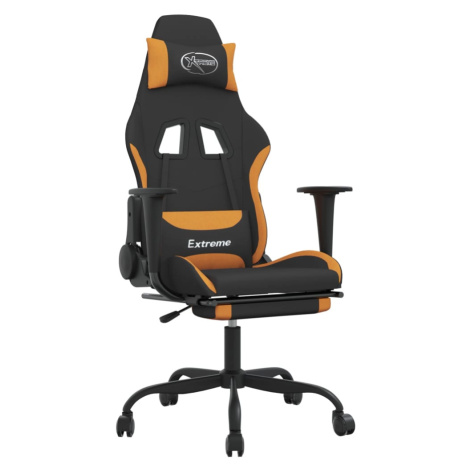 vidaXL Herní židle s podnožkou černá a oranžová textil