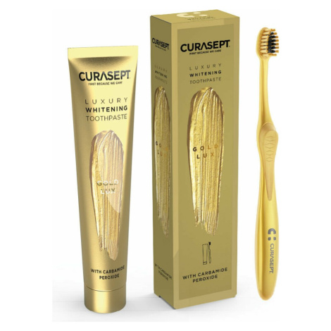 Curasept Gold Luxury intenzivní bělící zubní pasta, 75ml + zubní kartáček