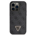 Guess PU 4G Strass Triangle Metal Logo Kryt + Crossbody Popruh iPhone 15 Pro Max černý