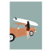 Ilustrace Flat illustration of surfer girl holding, LucidSurf, 26.7 × 40 cm