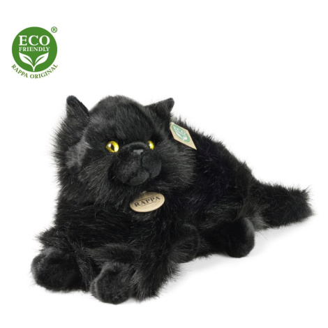 RAPPA Plyšová kočka černá ležící 30 cm ECO-FRIENDLY