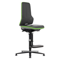bimos Pracovní otočná židle NEON, patky, stupínek pro nohy, permanentní kontakt, koženka, zelený