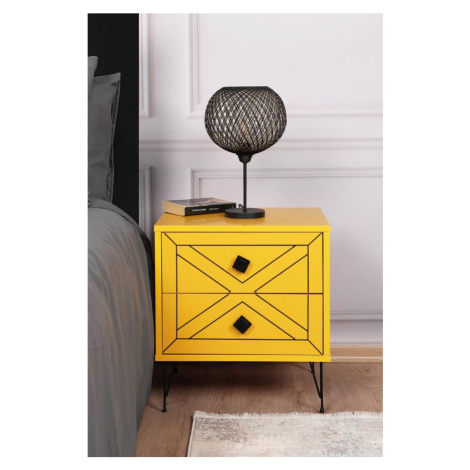 Noční stolek LUNA 55x50 cm žlutá Donoci