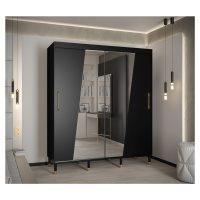 Šatní skříň Abi Calipso Rho Barva korpusu: Černá, Rozměry: 180 cm, Dveře: Černá + zrcadlo