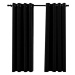 SHUMEE Zatemňovací závěsy s kroužky vzhled lnu, 2 ks, 140 × 175 cm, černé
