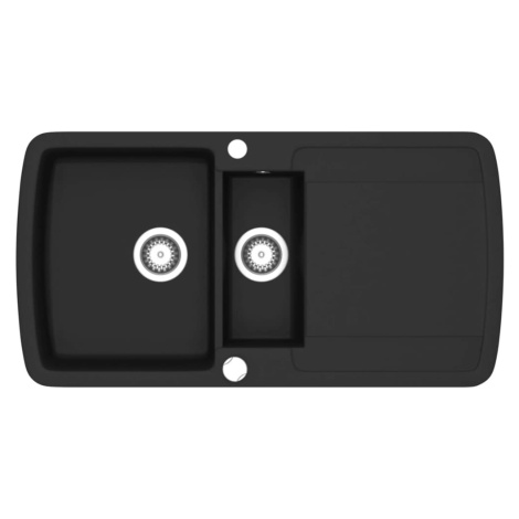 vidaXL Kuchyňský dřez dvojitý žulový černý