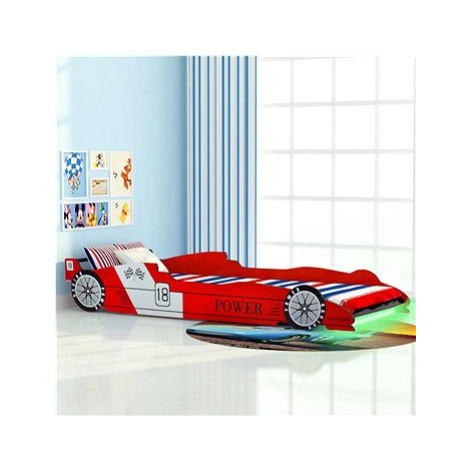 Dětská LED postel závodní auto červená 90x200 cm SHUMEE