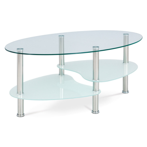 Konferenční stolek ALLIMECH, čiré sklo/mléčné sklo/leštěný nerez Autronic