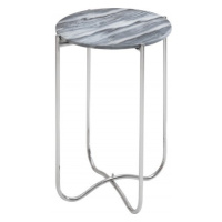 Estila Art-deco luxusní příruční stolek Jaspis s šedou mramorovou deskou a stříbrnou konstrukcí 