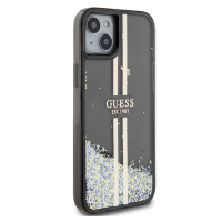 Zadní kryt Guess PC/TPU Liquid Glitter Gold Stripe Zadní pro Apple iPhone 15 Plus, black