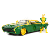 Autíčko Marvel Ford Thunderbird Jada kovové s otevíracími částmi a figurka Loki délka 22 cm 1:24