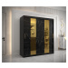 Šatní skříň Abi Golden Pole Barva korpusu: Černá, Rozměry: 180 cm, Dveře: Černý Marmur + zlaté z
