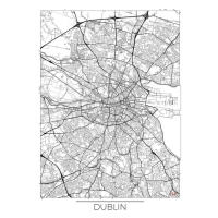 Mapa Dublin, Hubert Roguski, 30 × 40 cm