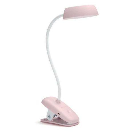 Philips Donutclip stolní LED lampa na klip 1x3W 175lm 4000K IP20 USB, krokové stmívání, růžová